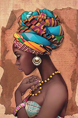 Peinture femme africaine moderne affiche de perles impression toile décoration salon