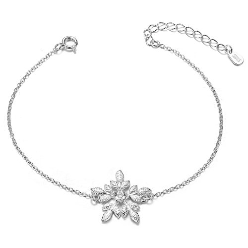 Sweetiee Snowflake Charm Bracelet with AAA Zircon for Women Girls