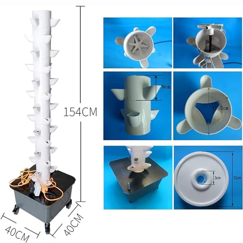 Hydroponic Tower Growing Sytem, 15 Floors 45 Plants Sites Indoor Vertical Gardening Grow Kit, Detachable PP Colonization Cups Farm Greenhouse Hydroponic Grow System