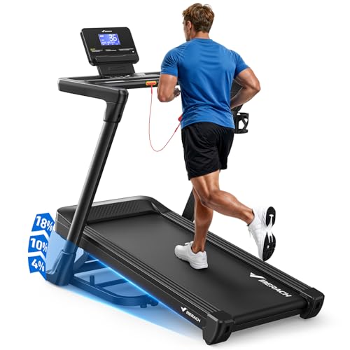 Image of MERACH Treadmill with 18% Auto Incline, 55 inch / 47 inchx18 inch Wide Belt Treadmills, 350LBS Heavy Duty Treadmill, 3.5HP Brushless Incline Treadmill for Home, Foldable Treadmill with Screen & Heart Rate Monitor