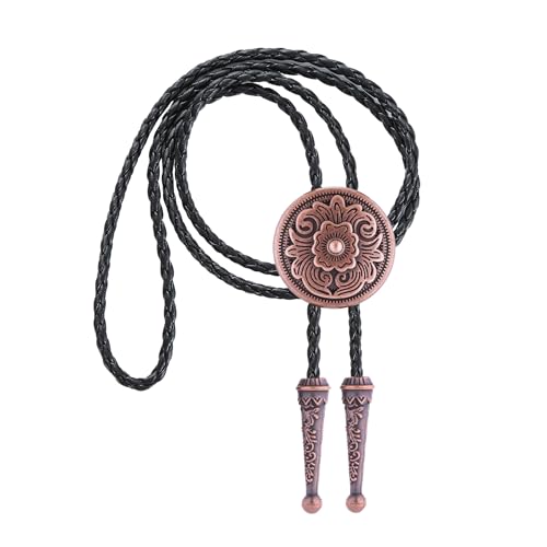 Image of GelConnie Floral Bolo Tie for Men Womens Bolo Tie Necklace Native American Black Men's Bolo Ties Western Cowboy Bolero Ties