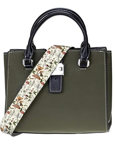 Image of Purse Strap Replacement Crossbody 2 inch Wide Shoulder Strap, Cute Handbag Strap Bag Strap Replacement Belts Adjustable Cute White Boho Mushrooms
