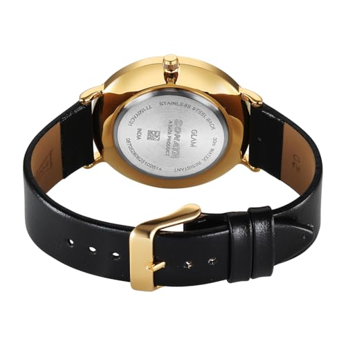 Image of Sonata Traditional Essentials Quartz Black Round Dial Men's Watch | Analog Watch | Watches for Men Analog - 77150YL02W