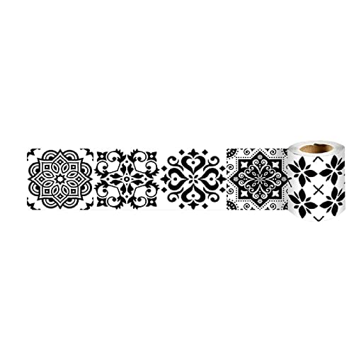 Peel and Stick Wallpaper Mirror Borders for Bathroom Classroom Bulletin Board Borders Boho Paper for Classroom Trim Sets Black Pattern 10cm X 240cm