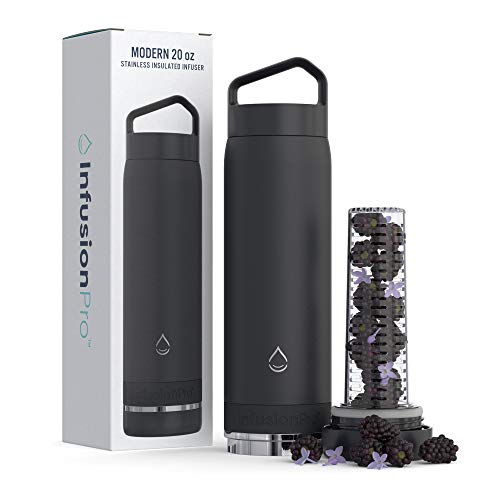 Infusion Pro Fruit Infuser Water Bottle Vacuum Insulated (20 oz) Stainless Steel : Fruit Infusion Recipe eBook : Bottom Loading Water Infuser for More Flavor : Easy Cleaning : Great Gift Water Bottle