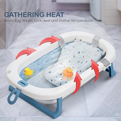 Image of Baybee Jolly Bath Tub for Baby 0 to 5 Years | Foldable Baby Bath Tub for Kids with Anti Skid Base & Drainer | Mini Swimming Pool for Babies | Bather & Bathtub for Newborn Boys Girls (Blue)