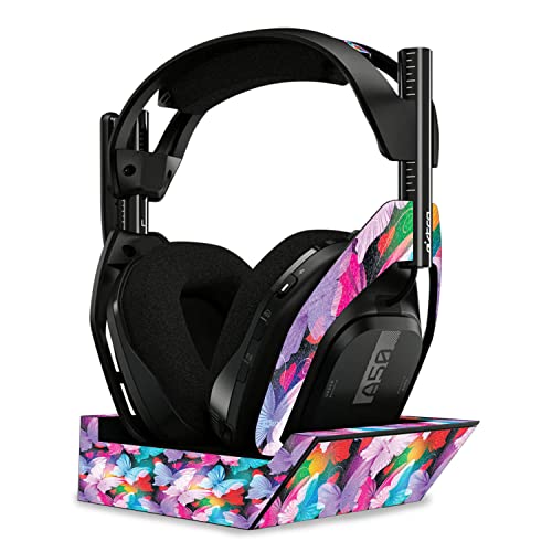 Image of MightySkins Glossy Glitter Skin Compatible with Astro A50 Wireless Headphones + Base Station (Gen 4) - Prismatic Butterflies | Protective, Durable High-Gloss Glitter Finish | Easy to Apply