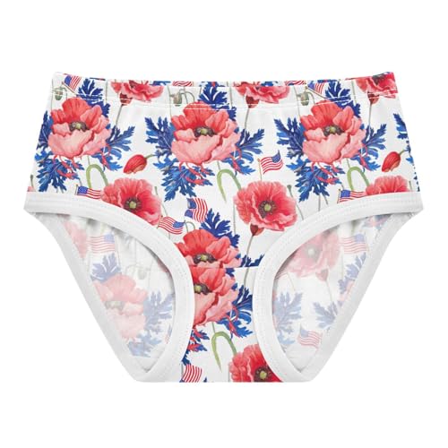 Joisal Girls Underwear Toddler 2t Cotton Girl Panties Cute Florals Briefs Underpants Red Flowers Blue Leaves