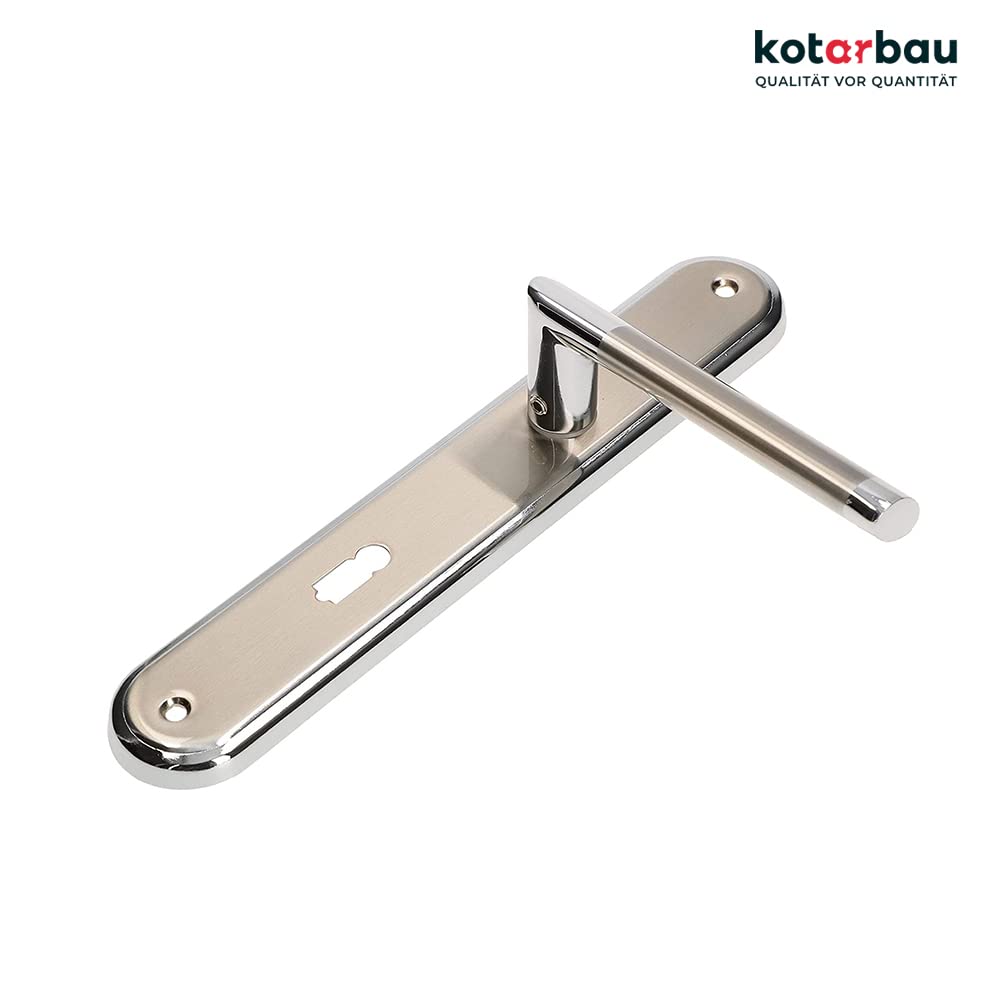 KOTARBAU® Juego Manillas Puerta Baño Acero Inoxidable Negro – Palanca Cuadrada Con Placa Larga, 72 Mm, Izquierda