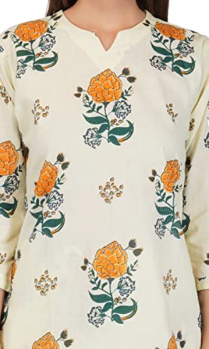 Image of Safeera Cotton Floral Printed 2 Piece Night Suit Top & Pajama Set for Women & Girls