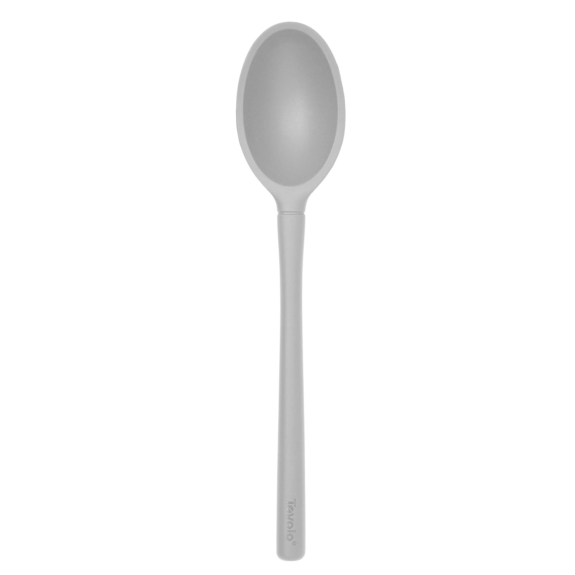 Tovolo Flex Core Silicone Deep Spoon for Cooking Mixing Baking Serving, Dishwasher Safe BPA Free All Silicone Kitchen Spoon Heat Resistant Nonstick Safe Serving Spoon, Oyster Gray
