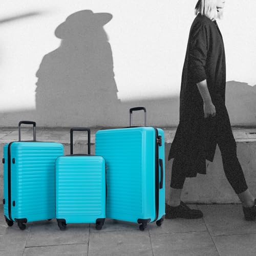 Luggage Sets 3 Piece,Suitcases with Wheels Hardshell,TSA Lock,Lightweight Travel Suitcase Sets (Turquoise-3,20/24/28inch)2