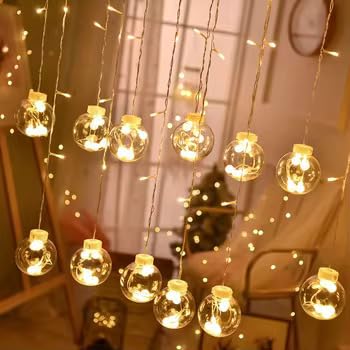 The Purple Tree Decorative Wish Ball Orbs LED Curtain Lights for Diwali Christmas Wedding, Window, Festive, 2.5 m, Globe Curtain Lights (Pack of 1) Warm White Light, Diwali Decoration Light (B0CLKCYQVK) Amazon Price History, Amazon Price Tracker