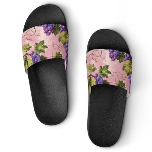 Claquettes unisexe feuilles de vigne violettes | Pantoufles de bain antidérapantes taille 37