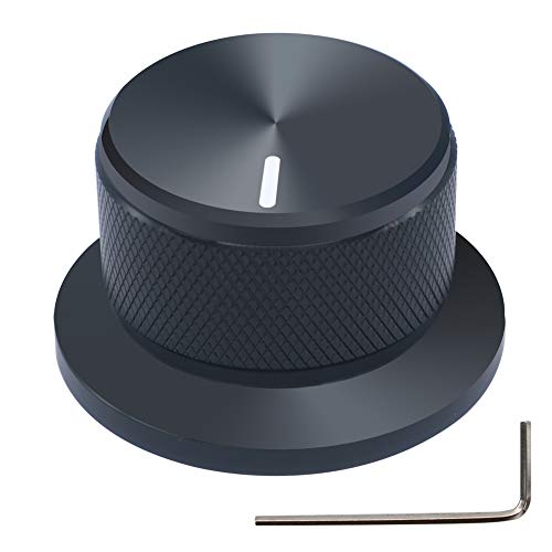 Mxuteuk Black Aluminum Alloy Potentiometer Control Knob Volume Tone Audio Electric Guitar Knob Bass Screw Type 44 X 25Mm (Dh) Knob-4425 #TOP15