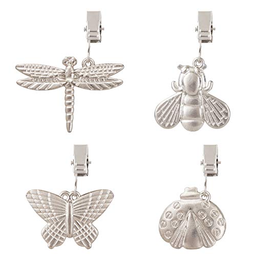 GWHOLE 4 Pack of Tablecloth Weights with Metal Table Clip Clamps for Outdoor Garden Party Picnic Table Covers