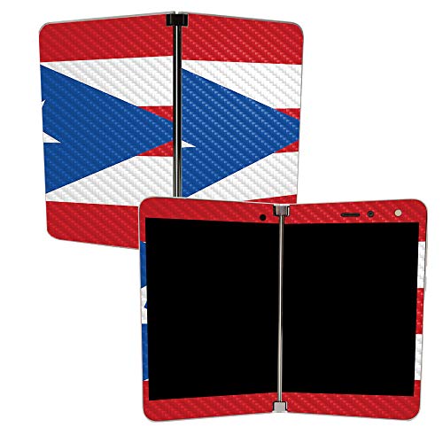 Image of MightySkins Carbon Fiber Skin for Microsoft Surface Duo - Puerto Rican Flag | Protective, Durable Textured Carbon Fiber Finish | Easy to Apply | Made in The USA