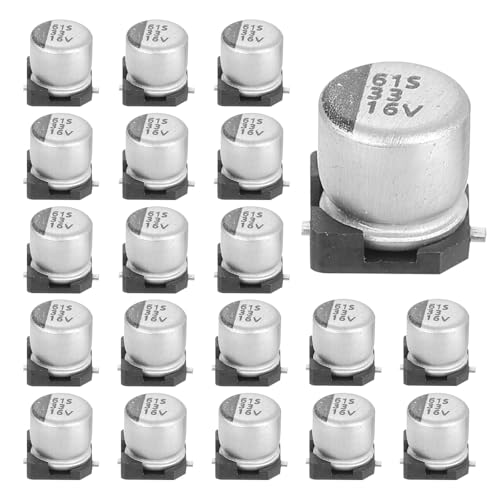 Image of sourcing map 33uF 16V Aluminum Electrolytic Capacitors, Low Impedance Surface Mount Device Electrolytic Capacitor for TV Computer Circuit Board DIY Electronic Projects, 5x5.4mm, 20pcs