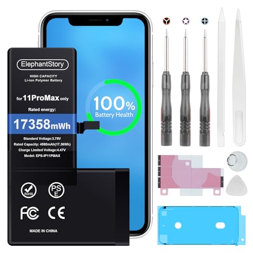 ElephantStory Replacement Battery for iPhone 11 Pro Max: High Capacity 0 Cycle Li-ion Polymer Battery for iPhone 11 Pro Max with Repair Tool Kit - Compatible with Model A2218 A2161 A2220
