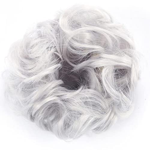 Voarge Hair Scrunchies & Buns, Silver-Grey Hair Pieces, Messy Donuts & Ponytails, Girls Extensions - 60B