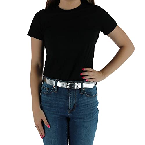 CTM Women's Leather 1 1/8 Inch Metallic Dress Belt2