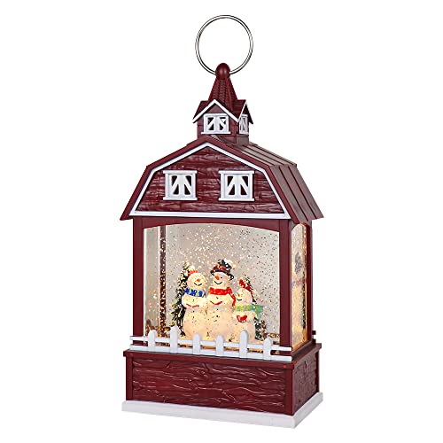 Image of Eldnacele Red Snowman Musical Snow Globe Lantern with 6H Timer