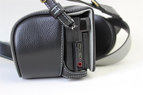 A6300 Case, Bolinus Handmade Genuine Real Leather Fullbody Camera Case Bag Cover For Sony Alpha A6300 16-50Mm Bottom Opening Version + Neck Strap + Mini Storage Bag - Black #TOP3