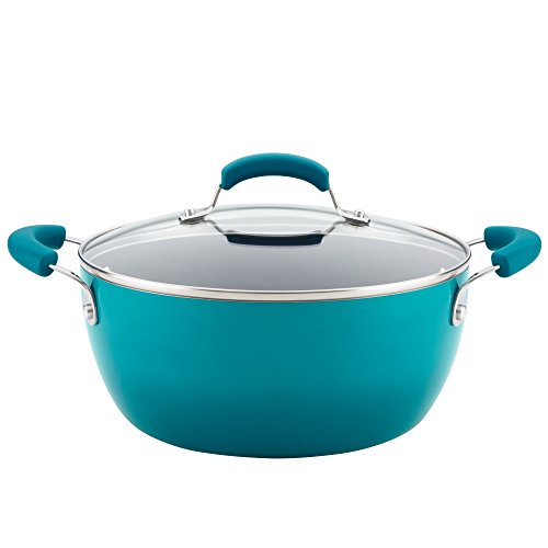 Rachael Ray Brights Nonstick Dish/Casserole Pan with Lid, 5.5 Quart, Marine Blue Gradient