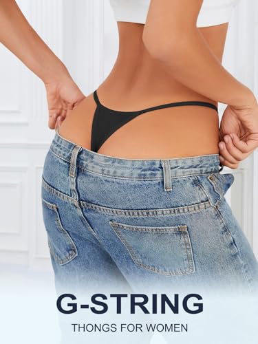 Image of oshkang Cotton G-String Thongs for Women Underwear Breathable Stretch Low Rise Panties T-back Sexy Ladies 8 Pack