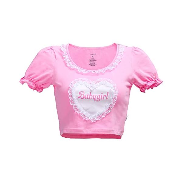 Littleforbig-Kawaii-Crop-top-Puff-Sleeve-Scoop-Neck-Shirt Littleforbig Kawaii Crop top Puff Sleeve Scoop Neck Shirt – Little Babygirl XL Pink