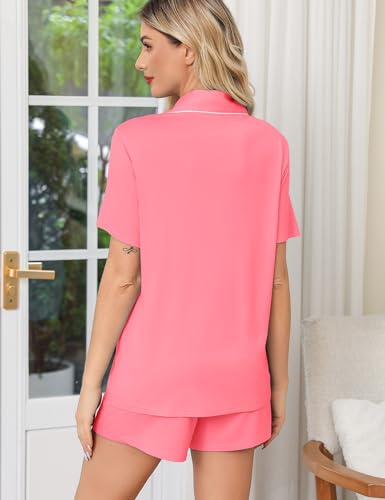 Image of Anjue Womens Pajamas Set Short Sleeve Button Down Soft Pj Sets S-XXL | V neck,Pyjamas,Modal,Wedding,Pijamas de mujer,Bridal party,Viscose,Knit,Cute,Lounge,Lightweight,Nursing,Holidays