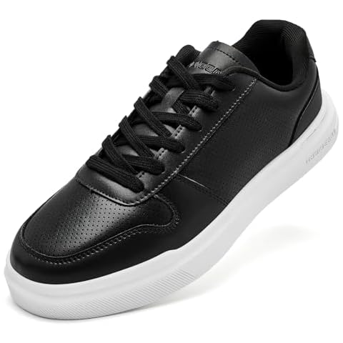 HOBIBEAR Men's Breathable Casual Walking Sneakers Comfortable Fashion Shoes Black, 10 US Men Cover