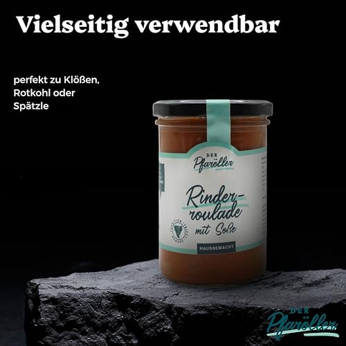 DER PFARÖLLER Bayerische Rinderroulade mit Soße – hausgemacht, traditionell, nachhaltig – Fleischgericht im Glas, 2 Gläser à 400g – Fertiggericht für Topf & Mikrowelle