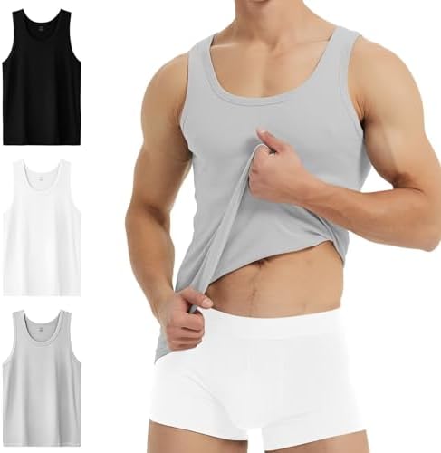YouShow Unterhemd Herren 3/5er Pack 100% Baumwolle Tank Top | Ideal als Unterhemd oder Oberteil tragbar, atmungsaktiv, angenehmer Sitz, etikettloses Design, für Alltag und Freizeit