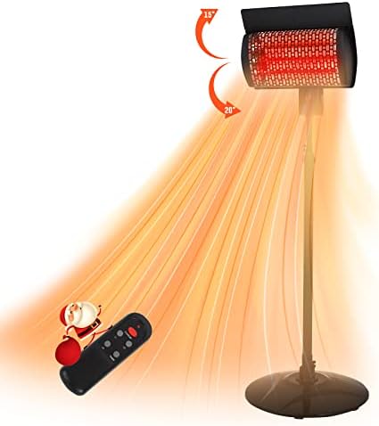 Outdoor Patio Heater, Electric Outdoor Heater, 1500W Outdoor Space Heater with Digital Panel,12H timer, Adjustable Height Electric Patio Heater