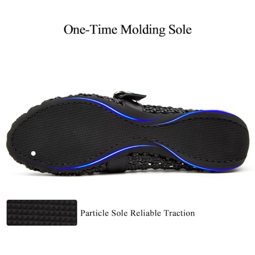 Image of Woven Ballet Flats Mesh Mary Jane Flats for Women Dressy Comfortable Ballerina Flat Round Toe Buckle Strap Mesh Shoes Casual Mary Janes