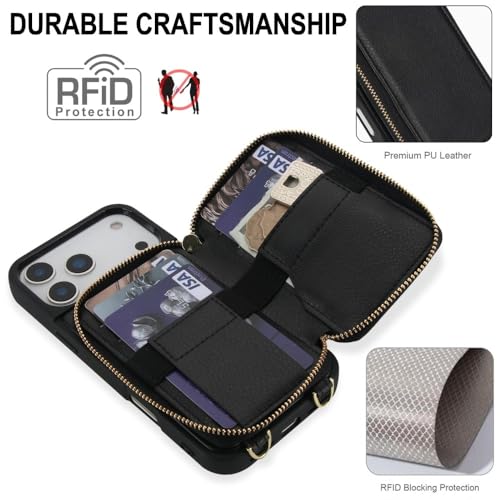 Étui portefeuille cuir iPhone 14 Plus avec fermeture éclair violet foncé - 3