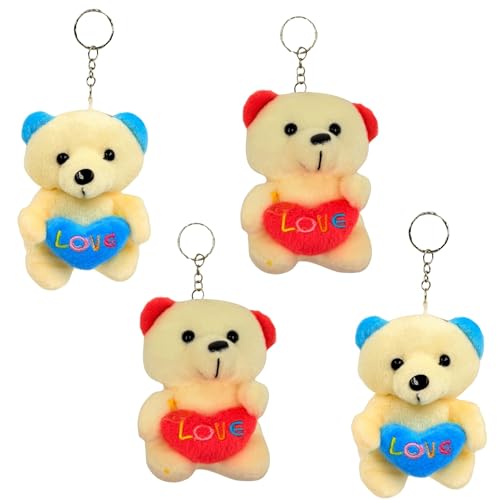 Image of Tickles Cute Teddy Bear Holding Heart inchLOVE inch Soft Plush Charm Bag Keychain