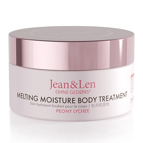 Jean & Len Tratamiento Corporal Hidratante Fundente Peonía y Litchi, para un resultado de cuidado perfumado, manteca corporal nutritiva, parabenos y siliconas, vegano, 200 ml