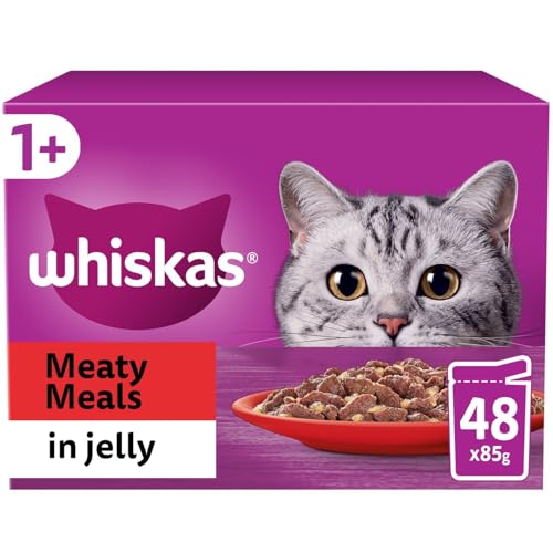 Whiskas 1+ Adult Cat Food Pouches Meaty Meals in Jelly 48 x 85g