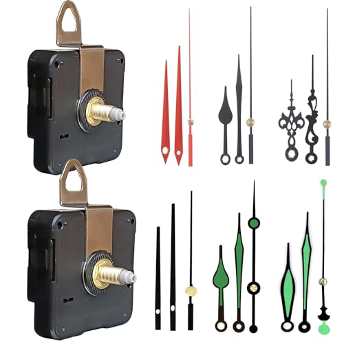 2 Sets Clock Mechanism Kit, Silent Quartz Clock Movement Mechanism with Different Clock Hands, DIY Wall Clock Mechanism Parts Motor Replacement DIY Repair Parts, Battery Operated