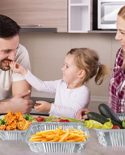 Notwoe 30 Stück Aluschalen Grill,Grillschalen Aluminium 1750ml/700ml/410ml,Aluschalen Mit Deckel,Alu Grillschalen Wiederverwendbar,Grill Aluschalen Für Kochen (Silber-255-30 Stück/mit Deckeln)