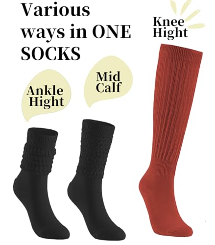 Image of Slouchy Socks for Women Stretchy Knee-High Scrunch Socks Soft Long Slouch Boot Socks