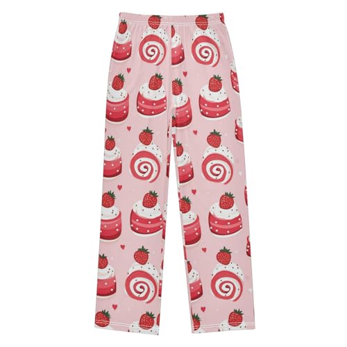Pajama Bottoms, Pajamas Long Pant Strawberry Cake Lounge Wear Casual Pink Sleep Pants Soft Pjs Sleepwear