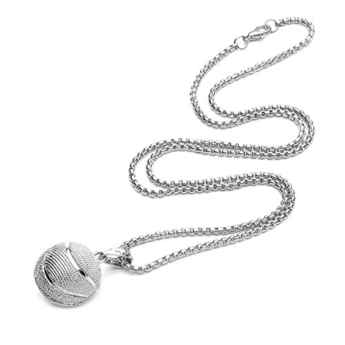 CH Women Girls Necklace Basketball Pendant Clavicular Chain Sports Necklace Fitness Jewelry  (Silver)