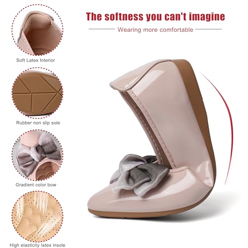 Flats for Women Pointed Toe Leather Comfortable Flats Shoes Slip on Bow Wedding Dress Ballet Shoes4