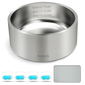 Dog Bowl Dog Water and Food Anti Rust Non Slip Metal Bowls Large Spill Proof Insulated Double Wall Pet Dish for Dogs Cats Pets Stainless Steel Dishwasher Safe 64 oz Stainless