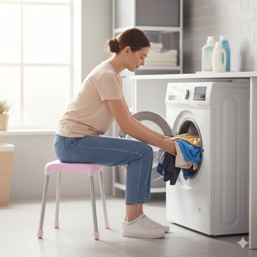 Image of CIPLA PLAST HoYo DIY Stool | Stool for Living Room, Bathrooms, Sitting, Home use, Kitchen (Pink, Large (20 INCH))