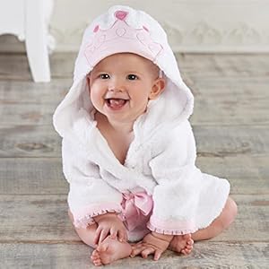 Baby Aspen Little Princess Hooded Towel Robe, Baby Shower Gifts, 0-9 Months, Baby Bath Towel/Spa Robe