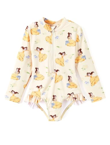 Image of Disney Frozen Stitch Princess Minnie Mouse Girls Swimsuit Long Sleeve Rashguard UPF 50 One Piece Bathing Suit Size 3M-13Y